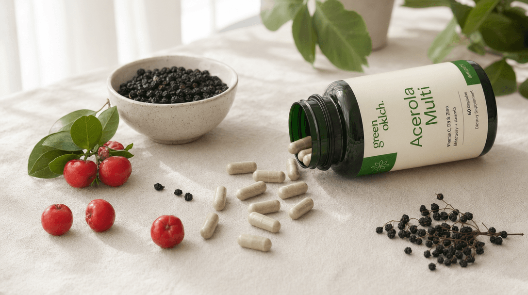 Acerola Multi: Vitamine C uit acerolakersen & kruiden voor immuniteit
