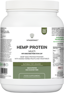 Hemp Protein Multi | Plant-Based Protein Powder with Fruits, Herbs & Vegetables – 500 g -  Vitadefence® - Vitadefence®
