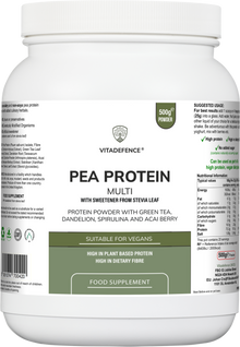 Pea Protein Multi | Plant-Based Protein Powder with Green Tea, Spirulina, Açai & Dandelion – 500 g -  Vitadefence® - Vitadefence®
