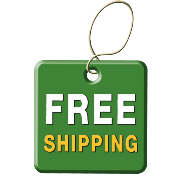 Green tag with 'FREE SHIPPING' text on a white background